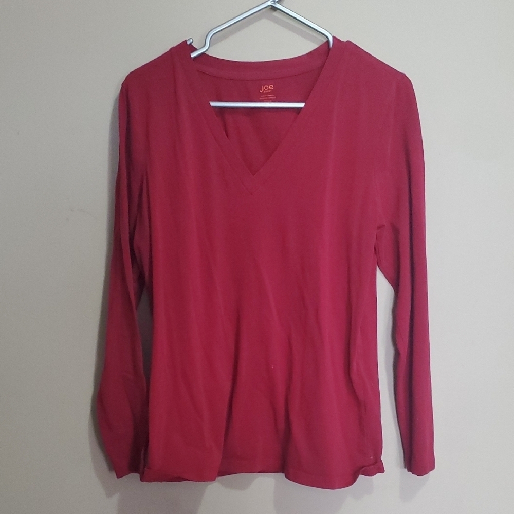 Joe Fresh Women's Red V-Neck Top Size xl